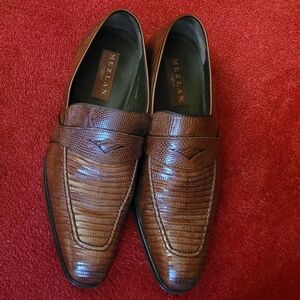 Mezlan Brown Genuine Lizard Loafers Classic Slip-Ons
